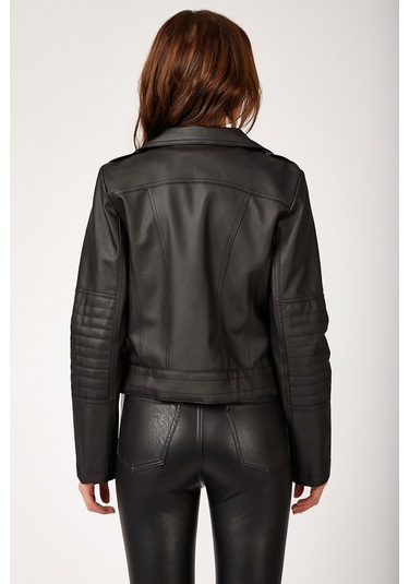 Bigdart 1025 Suni Deri Biker Ceket - Siyah 001