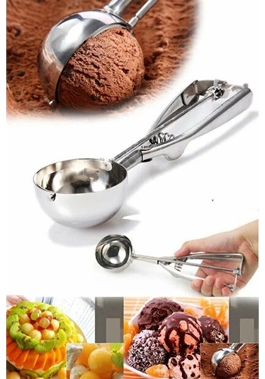 Lüx Paslanmaz Çelik Dondurma Helva Ve Kurabiye Kaşığı 22cm GÜmüş