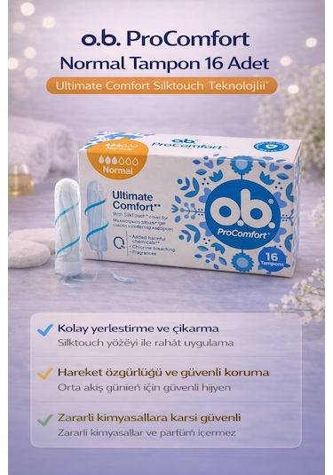 O.b. Procomfort Normal Tampon 16lı 1 Paket Ultimate Comfort Silktouch Teknolojili
