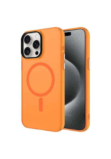 İphone Uyumlu 15 Pro Kılıf Zore Magsafe Şarj Özellikli Buzlu Transparan C-pro Sert Kapak