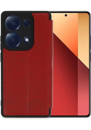 Newface Xiaomi Redmi Note 13 Pro 4g Kılıf Flip Cover Semeglbl - 70 - Kırmızı