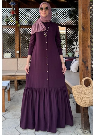 Süreyya Gömlek Elbise Mürdüm Normal