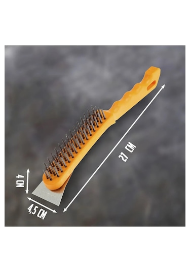Spatulalı Çelik Tel Fırça 270 Mm Metal Kazıma Temizleme Pas Söker