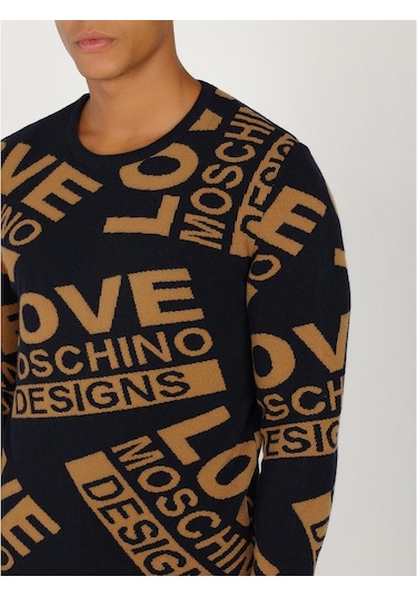 Moschino Moschıno Erkek Kazak /M.Lov.2019.6494 Laci-Kahve Lacivert
