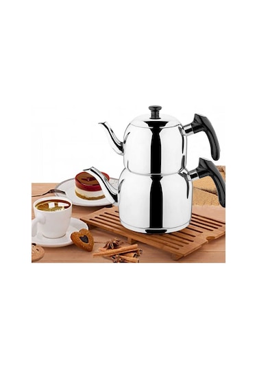 Özkent K-390 Vista Mini Boy Sade Çaydanlık Siyah Gri