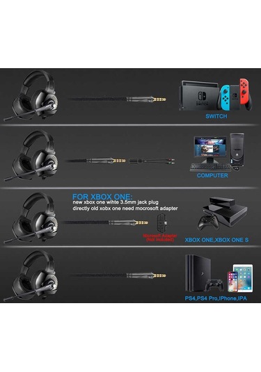 Canpay​ Onikuma K6 RGB 3.5MM Kablolu Kulak Üstü Oyuncu Kulaklığı