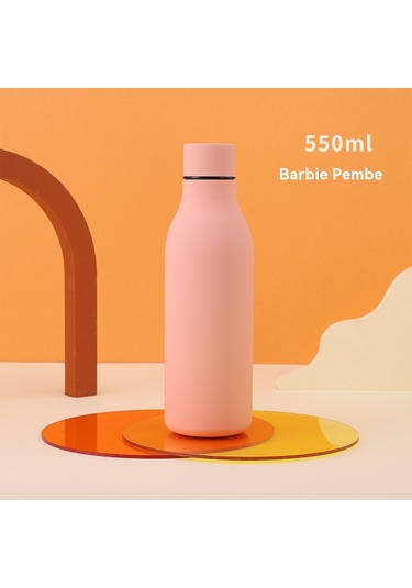 Paslanmaz Çelik 304 Spor Kauçuk Boya Isı Koruma Ve Soğuk Koruma Su Bardağı Açık Pembe