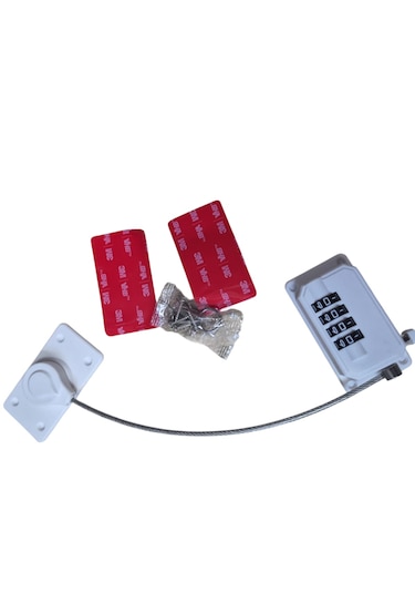 Bye Şifreli Yapışkanlı Çelik Halatlı Pvc Pencere Beyaz Çocuk Emniyet Kilidi 1 ADET