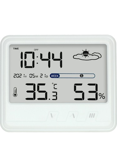 Xiyyadms Beyaz Usb Şarjlı Ev İçi Dijital Sicaklık Nem Ölçer - Lcd Ekran, Işık, Hatırlama, Takvim, Alarm, Duvar/tablo Tipi