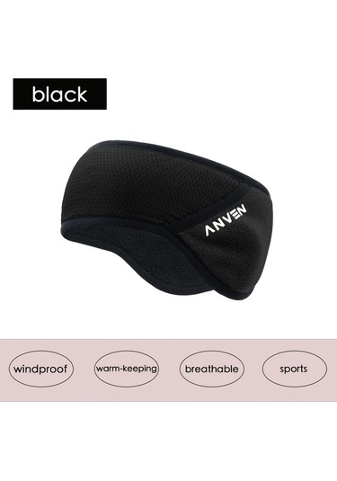 Primepickings Siyah Rüzgar Geçirmez Kulaklık Koşu Kayak Bisiklet İçin Unisex Kışlık Kulak Koruyucu Siyah
