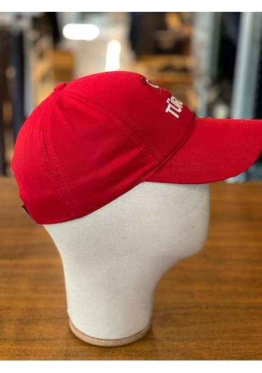 Türkiye Bayrak Nakışlı Pamuklu Unisex Cap Şapka Kırmızı