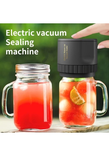 Honeybeeshop 1 Adet Siyah Otomatik Vakumlu Kapak Makinesi Usb Sarj Edilebilir 1200mah Lityum Pil Mutfak Dondurucu Kavanoz Icin Gida Koruyucu