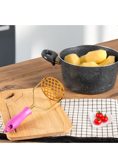 Porsima Paslanmaz Metal Patates Ezici Patates Ezeceği 24cm Mor