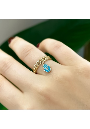 14k Altın Sallantılı Nazarlık Yüzük