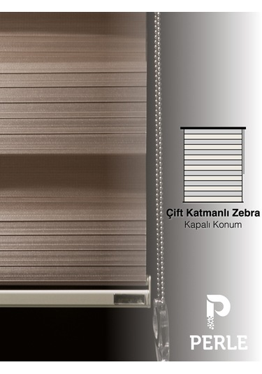 Br Perle Pliseli Sütlü Kahverengi Zebra Perde Yüksek Kalite Alüminyum Kasa Sütlü Kahve