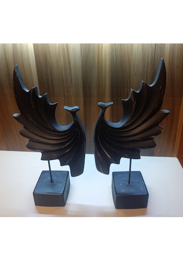 18cm -35cm Ebatlarında Kırılmaz Siyah 2li Tavus Kuşu Biblo