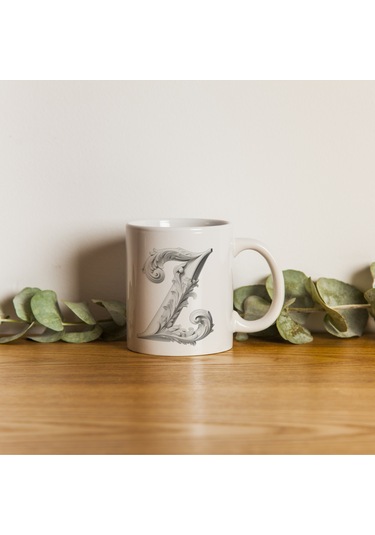 Z Harfi Bardak, Monogram 330 Ml Barok Oymalı Görünüm Beyaz