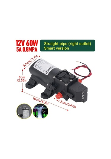 Xuweiwei 12v 60w 5l 0 8mpa Düz Boru Sağ Çıkışlı Kendinden Emişli Yüksek Basınçlı Araba Yıkama Bahçe Diyafram Pompası