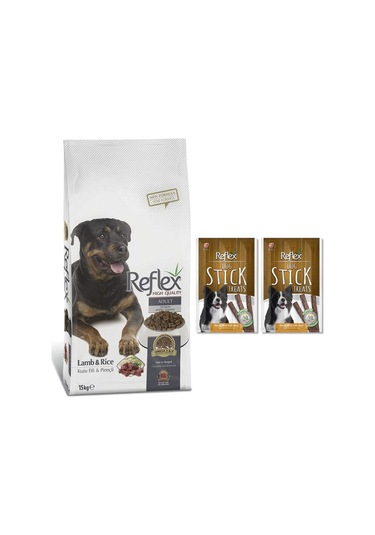Reflex Kuzu Etli Pirinçli Yetişkin Köpek Maması 15 KG + Dana Etli Ödül Maması 2 x 33 G