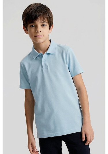Tommy Life Açık Mavi Polo Yaka Standart Fit Basic Unisex T-shirt - 11330