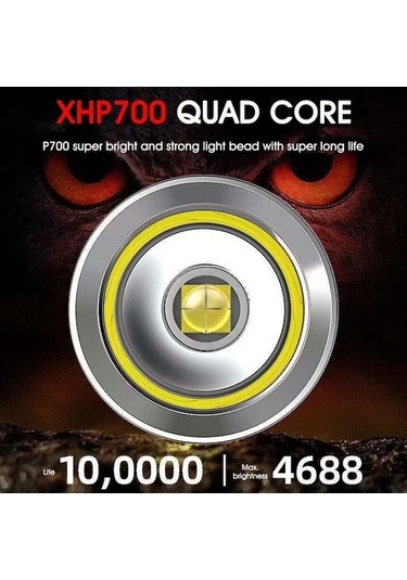 Geeksen P700 Led Işık Kaynağı Usb Şarjlı Fener, Ipx6 Su Geçirmez, 3 Seviye Parlaklık, 99 Saat Pil Ömrü, Akıllı Pil Göstergesi, Siyah Siyah