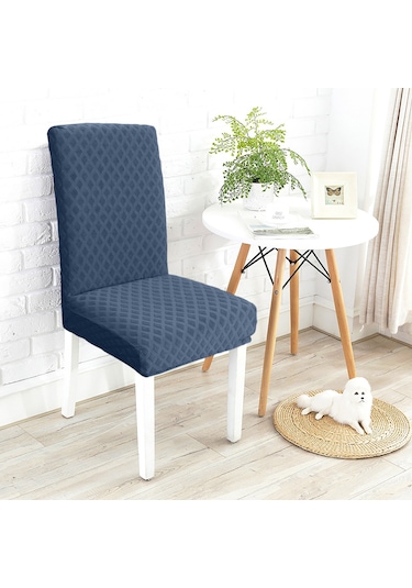 Padalink Navy Mavi Gömlek Desenli Elastik Sandalye Örtüsü, Ev/ Otel/ Restoran Kullanıma Uygun, 2 Adet Paket Çok Renkli