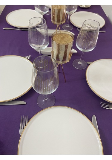 Sıvı Geçirmez Dertsiz Masa Örtüsü Mor 25 Parça