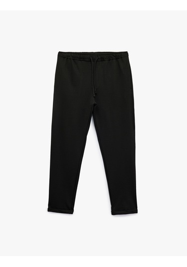 Koton Straight Fit Pike Kumaş Cep Detaylı Beli Bağcıklı Pantolon Siyah 6wam40006hk Siyah