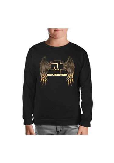 Rammstein - Golden Wings Siyah Çocuk Sweatshirt 001