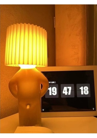 Szypzstore Yaratıcı Mr.p Küçük Utangaç Masa Lambası Başucu Gece Lambası Küçük Yaramaz Çocuk Masa Lambası Pz4gol Sari