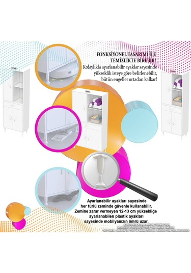 90 X 173 X 32,5 Cm 1 Çekmece 3 Kapak 3 Raf 6 Göz Bölme Organizatör Mutfak Dolabı Çok Amaçlı Dolap Beyaz 90 X 173 X 32,5 Cm 1 Çekmece 3 Kapak 3 Raf 6 Göz Bölme Organizatör Mutfak Dolabı Çok Amaçlı Dolap Beyaz