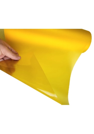 Parlak Simli Görünüm Sarı Renk Yapışkanlı Folyo 30 Cm 1 Metre