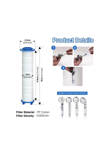 Yuntech01 12 Adet Yüksek Akışlı Plastik Duş Filtresi Seti Beyaz, 8 Cm Uzunluk Diğer