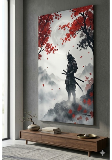Dolunay Altında Samuray Japon Dekorasyon Duvar Tablosu