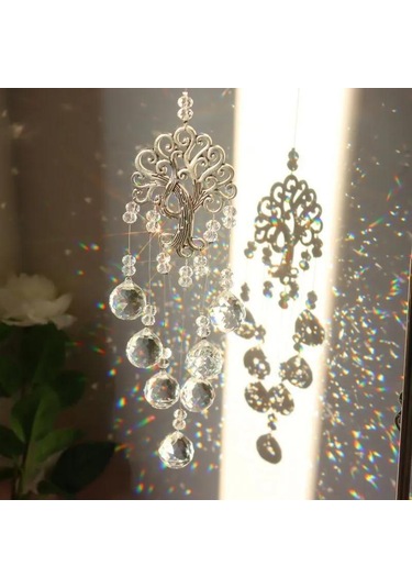 Geekyou "k9 Kristal Cam 'yaşam Ağacı' Güneş Yakalayıcı, Parlak Işık Yansımaları, Bahçe Pencere Dekorasyonu, Zil"