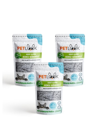 Petlook Active Carbon Kedi Kumu Koku Giderici Kokusuz 3 x 300 G