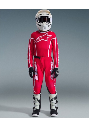 Alpinestars Youth Fluid Apex Genç Kros Motosiklet Pantolonu Kırmızı Beyaz