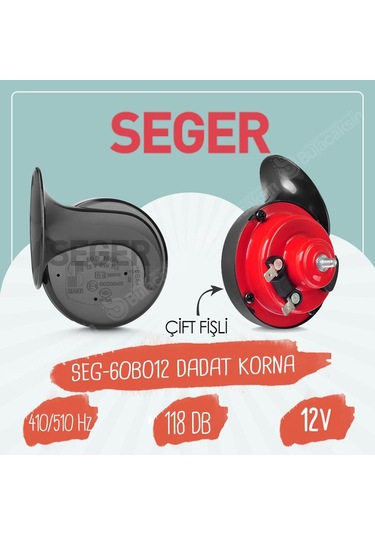Seger Dadat Salyangoz Korna 12V 118 Db Çift Fişli 2'Li  Paket