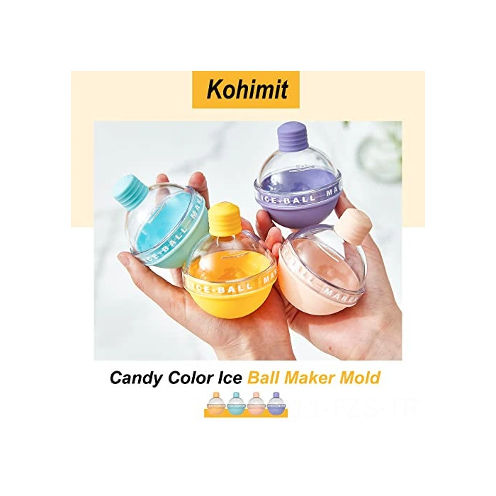 Fosenze Silikon Buz Küre Seti 4'lü, 2.5 İnç, Yiyecek Dereceli, Whiskey Ve Kokteyller İçin, Kolay Çıkarma, Sürekli Soğutma, Stackable Turuncu