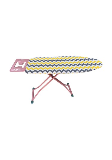 Ütü Masası Kılıfı Vip 48x130 Cm-süngerli Ütü Bezi Ütü Masası Bezi-sarı Gri Zikzak Çok Renkli