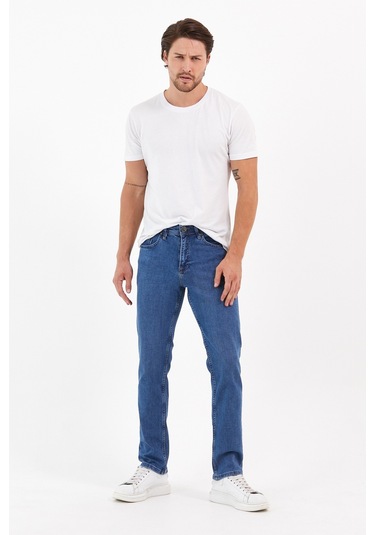 Digital Jeans Normal Kesim Fermuarlı Geniş Paça Yüksek Be Orta Mavi Açık Gri