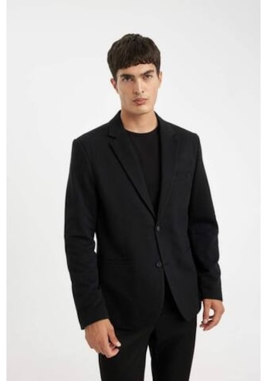Defacto Slim Fit Dar Kesim Astarlı Düğmeli Blazer Ceket N0503AZ24AUBK27 Siyah