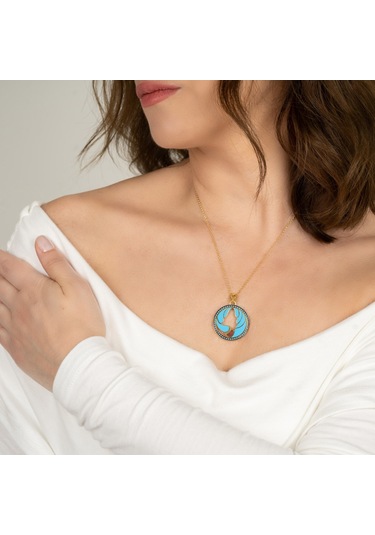 Kayra Mücevher Mineli Kova Burcu Altın Kaplama Kolye