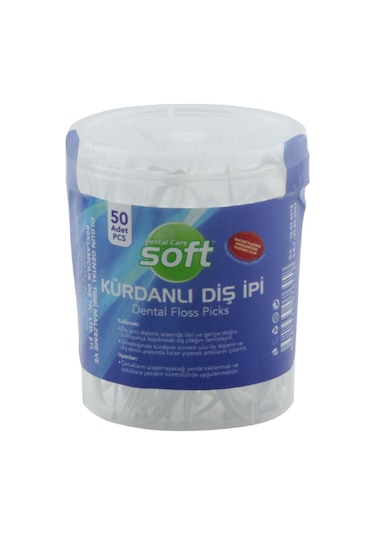 Dental Care Soft Kürdanlı Diş İpi Silindir Kutu 50'li x 2 Paket