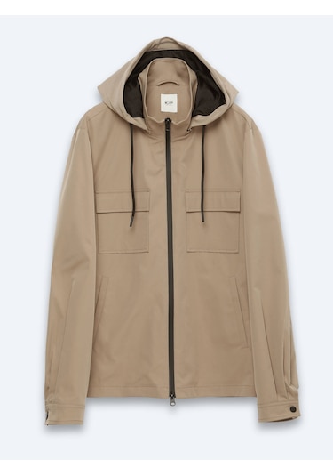 Kip Açık Kahve Regular Fit Kapüşonlu Casual Dokuma Mont Kahverengi
