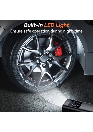 Primepickings Siyah Portable Kablolu Led Işıklı Şişirme Cihazı 150 Psı Hava Kompresörü 36v Araçlar Ve Yol Yardımı İçin