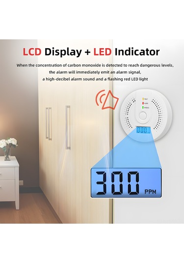 Suofeng Taşınabilir Co Alarmı - 2'li Set 0-999ppm Hassas Algılama Yüksek Sesli Uyarı Lcd Ekran Ev & Seyahat İçin