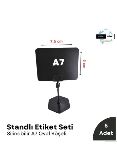 5 Ad Standlı Etiket Tutucu Ve A7 Silinebilir Siyah Etiket Seti Vi