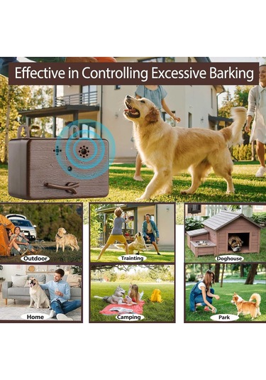 Geeroyoo Kahverengi Taşınabilir Ultrasonik Köpek Havlama Kontrol Cihazı - Otomatik Frekans Değiştirme, 3 Mesafe Modu 15-50 Ft , Ipx4 Su Geçirmez, Dışarıda Ve İçerde Kullanım