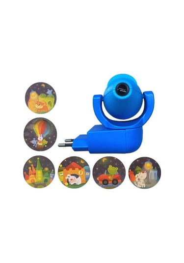 Soulader Akıllı Işık Algılayıcılı Çocuklar İçin Otomatik Açılan Gece Lambası Ve Yıldız Projeksiyon Cihazı Mavi